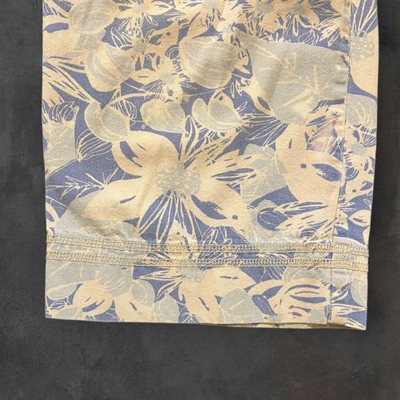 Sigrid Olsen So Blue Cropped Pants Womens Size 14P Blue White Flower 100% Cotton - Picture 8 of 9